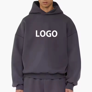 Sudadera con Capucha Extra Grande para Hombre, Azul Sólido, Tejida, Informal, Corte Regular, Manga Larga - Product Image 3
