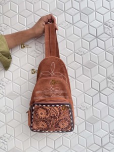 Latest Arrival Boot Stitch Hand Tool Carving Suede Leather <b>Backpack</b> Fashion School Unisex Day Bag Wholesale Bulk Product - Product Image 1