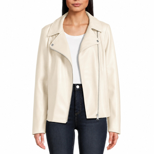 Veste de moto courte en PU tissé imperméable pour femme AZ LUCKY SPORTS, style blazer, col zippé, couleur unie, décontractée, automne/hiver - Product Image 2