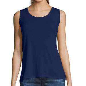 Custom Women Sleeveless Tank <b>Top</b> <b>Navy</b> Blue Loose Fit Casual Summer Shirt OEM Private Label Ladies Basic Vest <b>Top</b> - Product Image 1