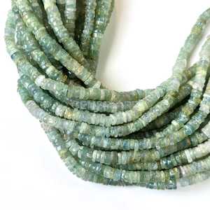 Natural Aquamarine Heishi Disc Beads 4-5MM Smooth Aquamarine Gemstone Beads Strand For Jewelry Making Wholesale Loose Beads Bulk - Product Image 3