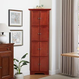 Armadio Dispensa da Cucina a 4 Ripiani, Alto 183 cm, con 8 Ante, Scaffali Angolari, Stile Rustico/Country - Product Image 1