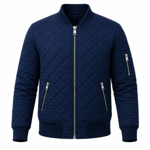 Custom Men's Quilted Bomber Jacket Wholesale Diamond Puffer Flight Outerwear Winter Casual <b>Warm</b> Lightweight Manufacturer <b>Coat</b> - Product Image 1