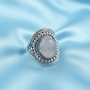 Natural Rainbow Moonstone <b>Ring</b> 925 Sterling Silver Handmade Vintage Boho <b>Statement</b> <b>Ring</b> Oval Cabochon Stone Women Jewelry - Product Image 3