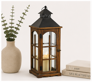 Factory Price Vintage Wooden and Metal Decorative Lantern Rustic Farmhouse <b>Candle</b> Holder for Indoor Outdoor In <b>Cheap</b> Price - Product Image 6