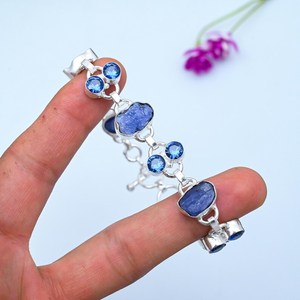 Bracelet à breloques ajustable en argent sterling 925 Tanzanite, design classique simple de luxe, bijoux délicats de haute qualité, anniversaire - Product Image 3