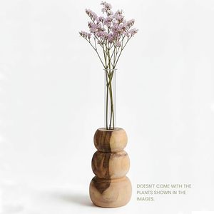 Jarrón de Bambú y Piedra, Jarrón Redondo Apilable para Flores, Centro de Mesa Minimalista para Decoración del Hogar y Bodas - Product Image 1