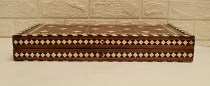 Arabic Game Handmade Mother of Pearl Inlay <b>Backgammon</b> Board Carved Embroidered Wooden Topkapi <b>Set</b> With Numerator - Product Image 4