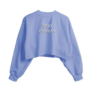 เสื้อสเวตเชิ้ตครอปคอกลมสำหรับผู้หญิง สีพื้น ทรงหลวม แขนยาว ผ้าถักนิตติ้ง คอตตอน สวมใส่สบายๆ สำหรับฤดูใบไม้ร่วง มีโลโก้ด้านหน้า สามารถสั่งทำได้ - Product Image 4