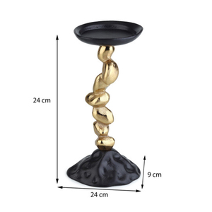 Juego de Dos Portavelas de Metal Plateado Texturizado con Pedestales Esculpidos en Forma de Guijarros Dorados, Piezas Decorativas de Lujo - Product Image 4