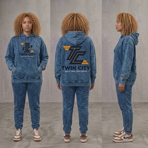 Twin City Women's Dark Gray Hooded Sweatshirt With Gold Logo And <b>Tiger</b> Patches Front Back <b>Print</b> Regular Fit Autumn Wear - Product Image 5