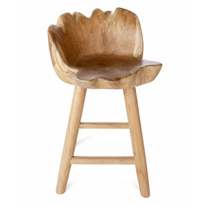 Taburete de Bar Giratorio de Lujo, Rústico, Estilo Granja, Tallado a Mano, Ergonómico, de Madera de Raíz de Teca Natural, Sostenible y de Primera Calidad - Product Image 1