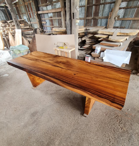 The Exotic of Wood Slab Grains and Styles <b>Dining</b> Room Furniture with Live Edge Suar Wood Natural Slabs <b>Dining</b> <b>Tables</b> - Product Image 1