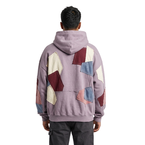 Sudadera con capucha de forro polar grueso, con paneles múltiples, corte y costura combinados, cómoda, con bloques de color, parches en contraste y lavado ácido. - Product Image 3