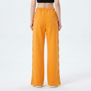 Pantalones de chándal holgados de invierno con botones laterales, de algodón polar de 450 g/m², de pierna ancha, con botones laterales, tipo pijama. - Product Image 1