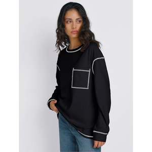 À la mode 2025 automne mode tenues pour femmes sweats à col rond manches longues chandails légers brodé Logo hauts reine - Product Image 5