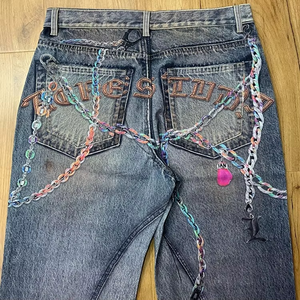 Customizable Washed Light Mid <b>Waist</b> Casual Straight-leg Denim Jeans for Men with Personalized Design - Product Image 2