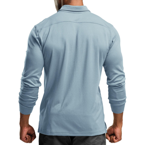 Mens <b>Long</b> <b>Sleeve</b> Polo Shirt Polyester Material Casual Breathable Quick Dry Athletic <b>Golf</b> <b>Top</b> Comfortable Fit For Daily Wear - Product Image 6
