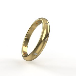 Anillo Clásico de Oro Amarillo con Diamantes Naturales de Corte Brillante Redondo, Joyería de Boda Unisex - Product Image 3