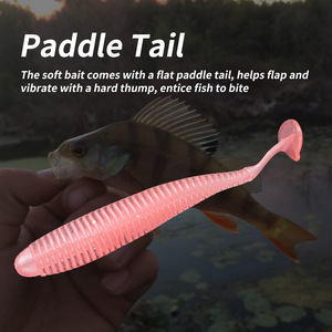 Leurre souple segmenté à queue <span class=keywords><strong>de</strong></span> pagaie côtelée <span class=keywords><strong>de</strong></span> 10 cm et 2,9 g pour la pêche au bar, à la perche, au drop shot et au Texas Rig en eau douce - Product Image 4