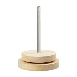 Support en bois écologique pour pelotes de laine, double axe, forme ronde, design simple, pour tricot et crochet, utilisation pratique - Product Image 2