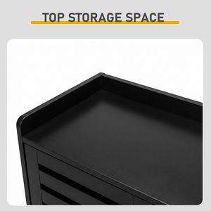 Mobiletto Portascarpe Nero con 2 Ante e 5 Scomparti Aperti 116*35.5*107cm, Pannello Posteriore e Piano in MDF 116*35.5*107cm - Product Image 5