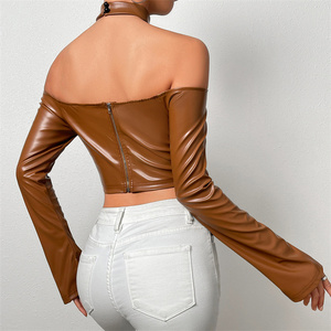 Top de Mujer sin Mangas de Piel Sintética, Blusa de Moda Ajustada, Estilo Urbano para Fiesta, Atuendo de PU para Damas - Product Image 6