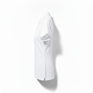 <b>Women's</b> <b>White</b> Cotton Pique <b>Polo</b> <b>Shirt</b> Short Sleeve Solid Casual Style Regular Length - Product Image 4