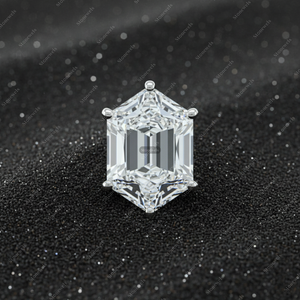 Hexagon Cut Moissanite/Lab Diamond <b>Stud</b> Earrings, Minimalist Daily Wear Earrings - Product Image 3