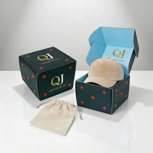 Casquettes de baseball QJ Box écologiques en carton ondulé avec doublure en éponge, pelliculage mat, livraison en gros, chapeau moderne imprimé sur mesure, magnétique - Product Image 3