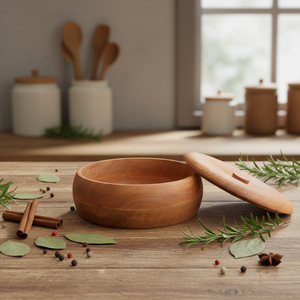 Boîte à roti classique en bois artisanale avec couvercle, récipient de rangement pour pain naturel, écologique, compatible lave-vaisselle, organisateur de cuisine - Product Image 1