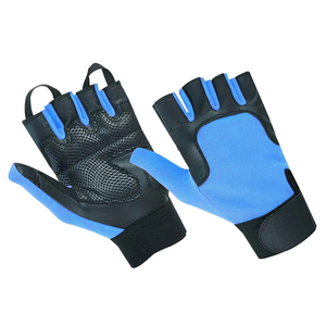 Gants de cyclisme bleu-noir à demi-doigts, en matériau PU respirant, avec design de préhension confortable pour les sports d'été - Product Image 2