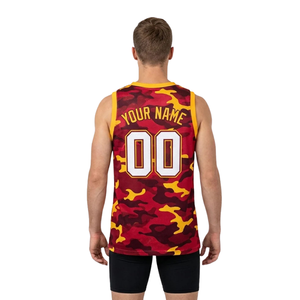 Basketball Uniform Set <b>Camo</b> Print Jersey Fitted <b>Shorts</b> for Adults V-Neck Sleeveless Team Kit Name Number 100% Polyester - Product Image 2