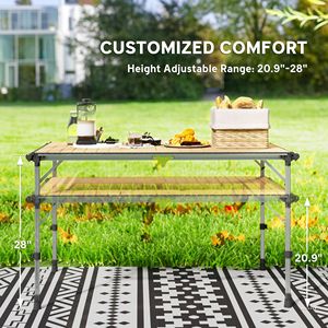 Tavolo da Campeggio Pieghevole in Alluminio Regolabile in Altezza, Tavolo Portatile per Picnic, Spiaggia e Barbecue - Product Image 3