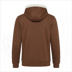 Sweat-shirt à capuche en polaire pour homme North Approach, marron avec doublure en sherpa blanc et poche avant, vêtement d'hiver décontracté - Product Image 2