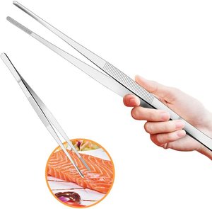 Bulk Premium Sale Long Tweezers with Serrated Kitchen Tweezers Tongs for Barbecue and Hand-Made Stainless Steel Cooking Tweezers - Product Image 1