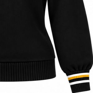 Pull en tricot à col en V pour femme, design personnalisé avec lettres, manches longues, broderie, polyester/coton épais, col et poignets contrastés - Product Image 6
