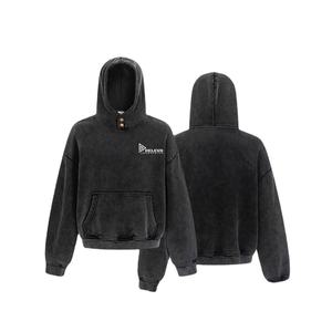 Sudadera con capucha de gran tamaño lavada con ácido para hombre, ropa de calle desgastada de algodón pesado, estilo con detalle de diamantes de imitación, sudadera con capucha para hombre - Product Image 4