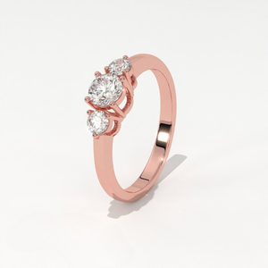 Bague de fiançailles vintage à trois pierres en or 14 carats avec diamant de laboratoire Aarinya, certifié IGI VS1, taille brillant rond - Product Image 5
