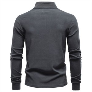 <b>Men's</b> Slim Fit Quarter Zip Long Sleeve Pullover Solid Color Fleece <b>Top</b> Stand Collar Casual Wear Autumn Style - Product Image 2