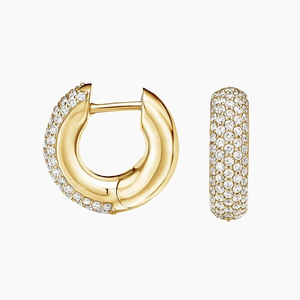 Pendientes de Aro de Oro Amarillo con Diamantes para Mujer, Corte Brillante Redondo, Color G, Lujosos para Uso Diario - Product Image 3