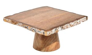 Support à gâteau carré en bois de manguier fait main avec bord naturel pour table, idéal pour mariage, fête, décoration intérieure par Aqudus Saleem Uttar Pradesh - Product Image 3