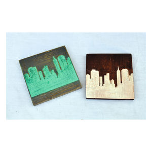 Handmade Square Wooden <b>Coasters</b> Inlay Wine Glass Design Mango Wood Tea Cup Mat Modern Table Decor Eco Friendly <b>Drink</b> <b>Coaster</b> - Product Image 6