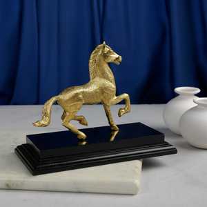 Elegant Golden Brass Horse Figurine Handmade Modern Animal Sculpture Eco-Friendly Durable Tabletop <b>Decor</b> Living Room Display - Product Image 2
