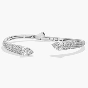 Pear Lab Grown Diamond <b>Bangle</b> <b>Bracelet</b> in Yellow Gold - Product Image 3