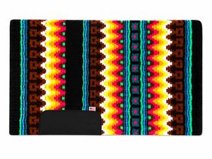 Tapis de selle en laine doublé polaire à motif zigzag coloré Manaal Enterprises, polyester, tout usage, équipement d'équitation western, noir - Product Image 1