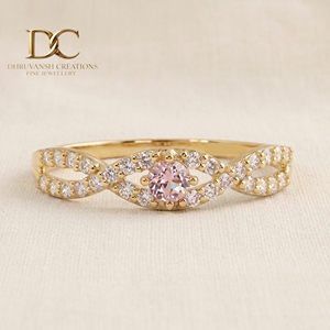 Anillo de oro amarillo macizo de 14 quilates de última tendencia con diamante cultivado en laboratorio y zafiro Padpardscha, joyería fina para mujer para boda - Product Image 5
