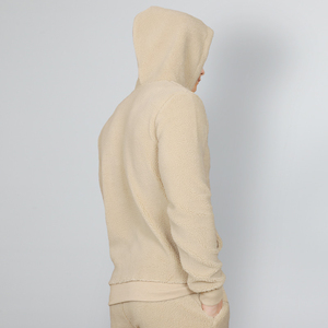 High Quality Custom Men Beige <b>Sherpa</b> Tracksuit Blank Teddy Fleece Pullover <b>Hoodie</b> Stacked Sweatpants Wholesale MUSARAT SONS - Product Image 2