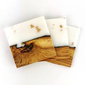 Modern Eco-Friendly Wooden Coasters with Blue <b>Resin</b> <b>Top</b> Rectangle Non-Slip Mats & Pads for <b>Table</b> Protection XL Size Home Decor - Product Image 4