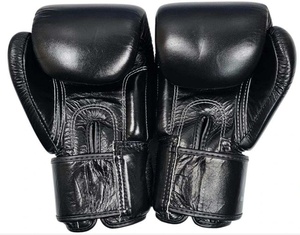 RTS Wholesale Price High Selling Black Fair <b>Tex</b> PU Cowhide 100% Best Leather Customized Hook And Look Training & Sparring Gloves - Product Image 3